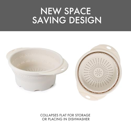 Dexas 10" Collapsible Silicone Colander in Cream, Kitchen Strainer - Image 6