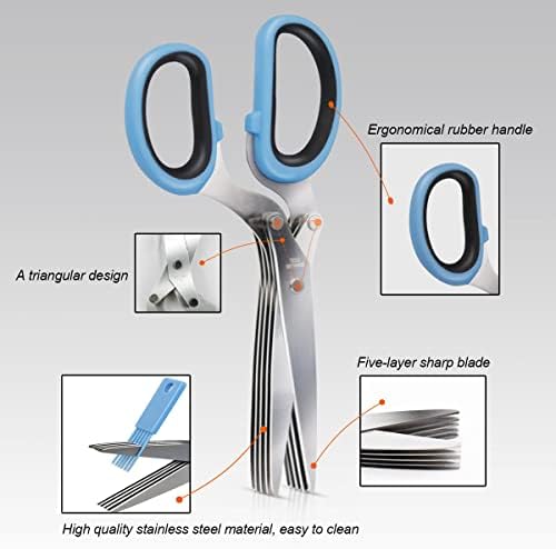 5 Blade Herb Scissors Kitchen Herbs Shears Cutter Set Multipurpose Cutting Shear - Image 4