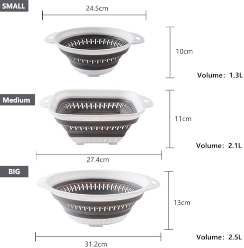 LogFaadCoi 3 Pcs Collapsible Colander and Strainer, Silicone Strainer Colanders - Image 6