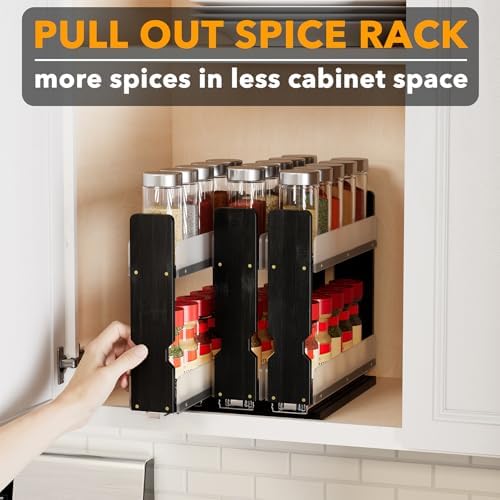 SpaceAid Bamboo Pull Out Spice Rack Organizer - Image 5
