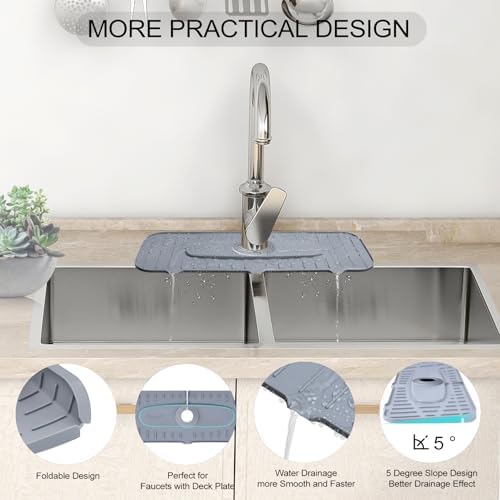 Upgraded Version Silicone Faucet Mat, Kingmall Kitchen Faucet Mat Silicone - Image 3