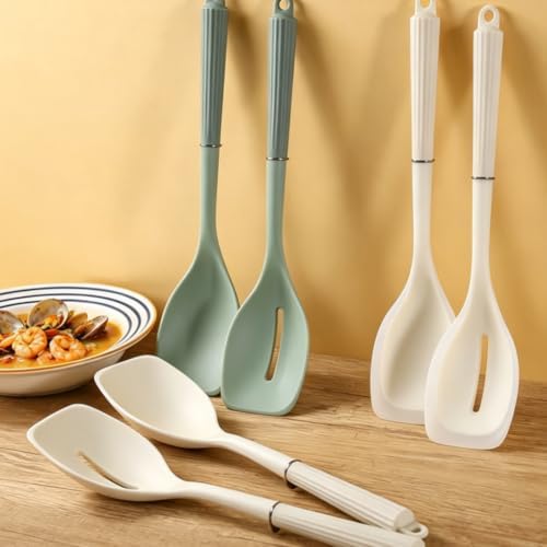 13Inch Silicone Cooking Spoon Spatula, Large Rubber Solid Slotted Spoon Set - Image 7