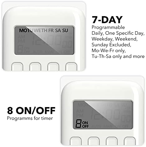 BN-LINK Digital Outlet Timer for Light, 7 Days Programmable Timer for Lamps - Image 4