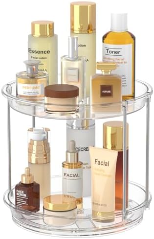 360 Rotating Makeup Organizer, 2 Tier Skincare & Perfume Holder by Unknown