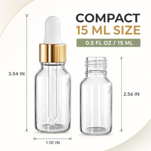 PrettyCare Glass Eye Dropper Bottles 99 Pack, 0.5oz Empty Thick Bottles Bulk - Image 2