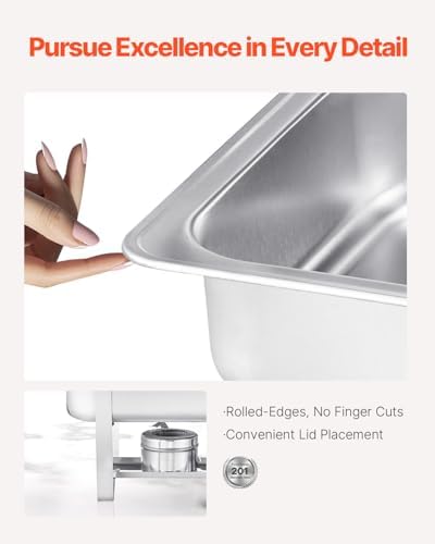 VEVOR Chafing Dish Buffet Set, 8 Qt 4 Pack, Stainless Chafer - Image 3