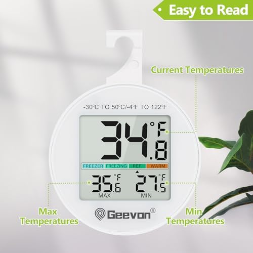 Geevon Small Digital Refrigerator Thermometer 5 Pack, IP65 Waterproof - Image 5