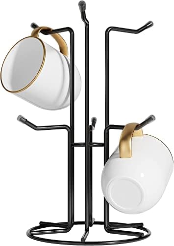 HULISEN Mug Tree for Large Cups, 6 Hook Countertop Coffee Mug Holder by HULISEN