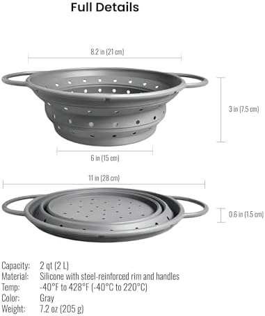 2‑Quart Silicone Collapsible Colander & Kitchen Collapsible Strainer - Image 7