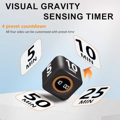 Visual Rotating Timer with 5, 25 50 Minutes Preset, Desk Cube Count Down/up - Image 2
