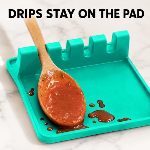2 Pack Aqua Green Silicone Spoon Rest - Image 4