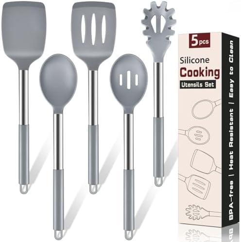 5Pcs Silicone Cooking Utensils Set, Heat Resistant Kitchen Tools Include by Unknown