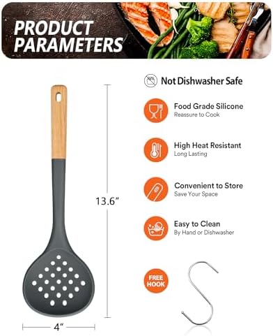 Badiano Silicone Kitchen Ladle Strainer, Large Slotted Spoon - Image 2