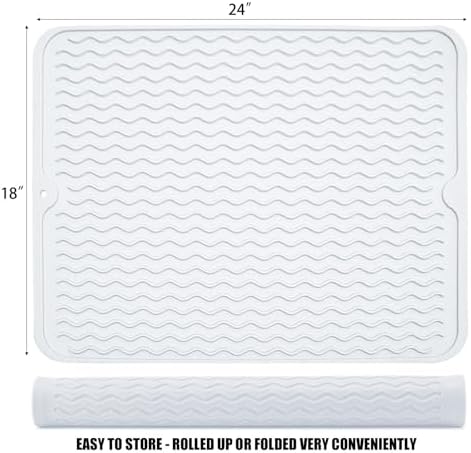 Silicone Dish Drying Mat, Non-Slip Easy Clean Sink Mat, Translucent - Image 4