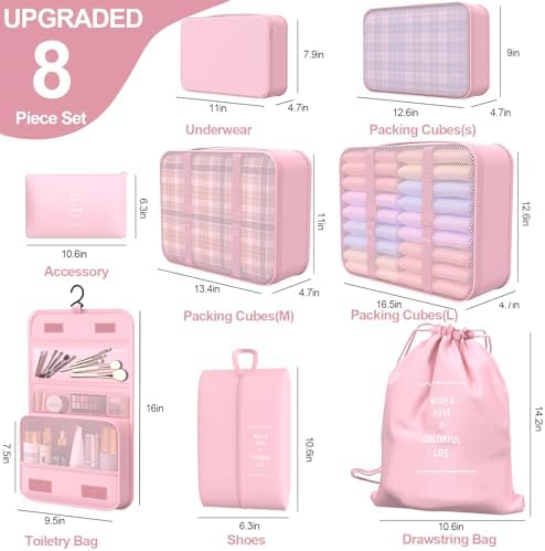 8 Set Packing Cubes for Travel, Suitcase Organizer Bags for Luggage - Image 2