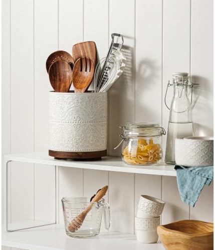 Kitchen Utensil Holder, 360° Rotating Extra Large Ceramic Utensil Holder - Image 2