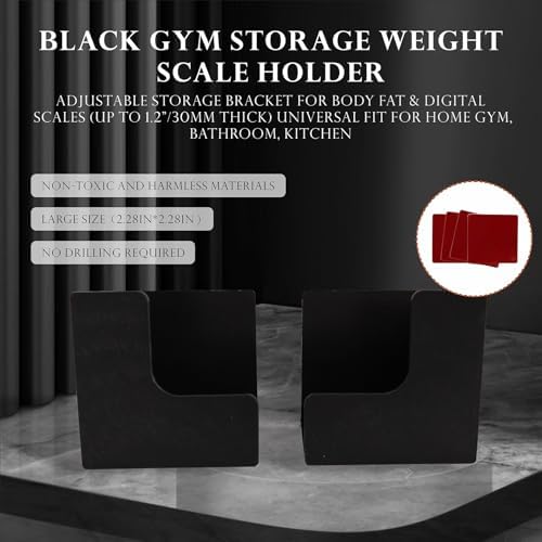 Weight Scale Holder for Wall, Adjustable Storage Bracket+4Pcs Stickers-Black - Image 4