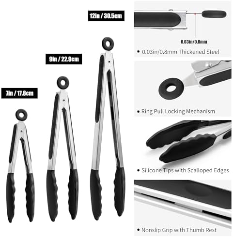 Doosu Kitchen Tongs with Silicone Tips - Image 2