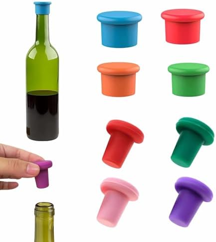 8-Pack Vibrant Silicone Wine Stoppers by Unknown