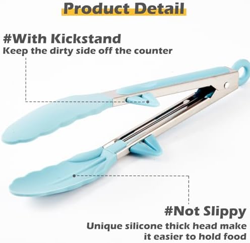 9" Kitchen Tongs for Cooking - Image 2