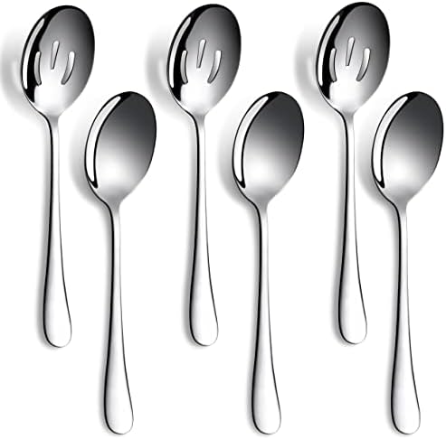 6 PCS Serving Spoons Set, 8.7 Inch Serving Spoon, Slotted Spoons by LayHyand