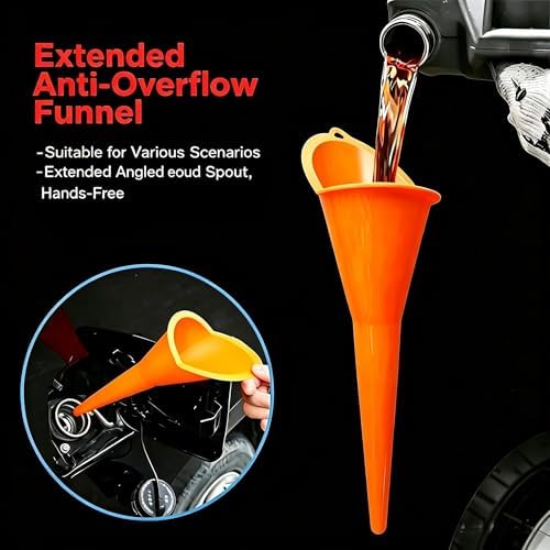 2 Pack Long Neck Oil Funnel for All Automotive & Motorcycle Use - Image 2