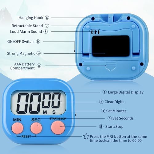 4 Pack Digital Kitchen Timer Magnetic Digital Timer - Image 4