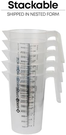 Groz 32 oz Stackable Measuring Jug, Dual Oz/mL Graduations, Microwave & - Image 7