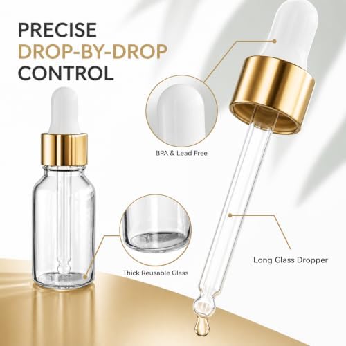 PrettyCare Glass Eye Dropper Bottles 99 Pack, 0.5oz Empty Thick Bottles Bulk - Image 5