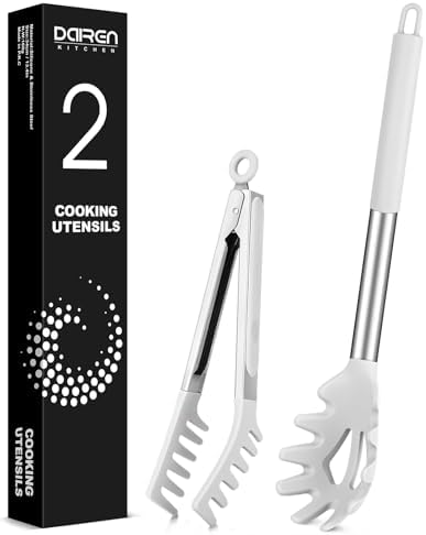 Silicone Spaghetti Spoon and Pasta Tong, Server Fork by DaiRenKitchen
