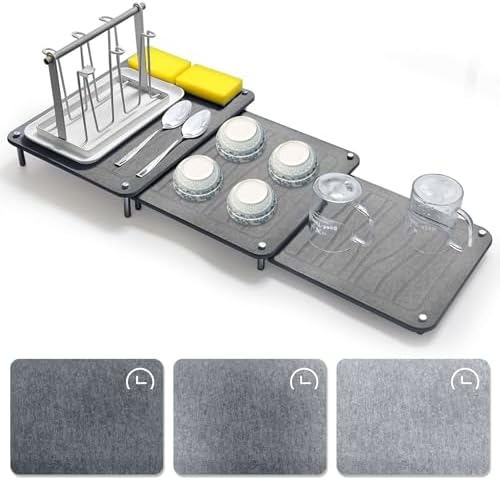 3Pcs Nesting Stone Drying Mat for Kitchen Counter, Quick Drying Stone Dish by Unknown