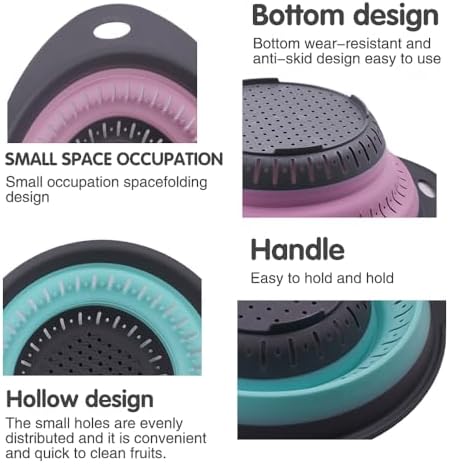 Collapsible Colander Set, Square Round Triangles Silicone Kitchen Strainer - Image 5
