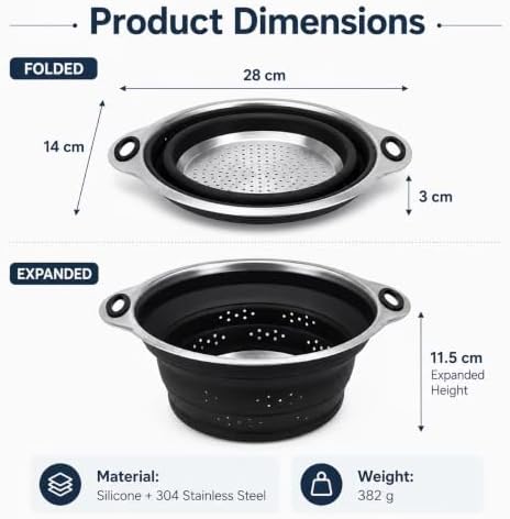 Mejoncb Collapsible Colander – Platinum Silicone Strainer - Image 6