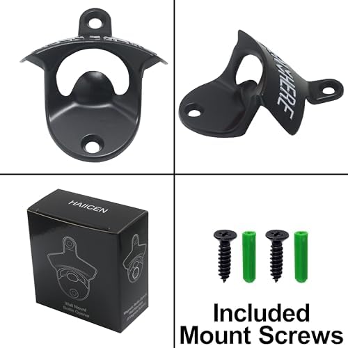 Stainless Beer Bottle Cap Opener Wall Mounted Black - Image 4