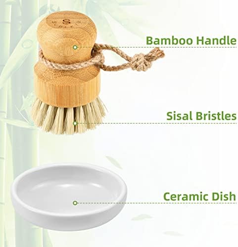 SUBEKYU Bamboo Dish Scrub Brush, Produce Brush, 2 Pack - Image 5
