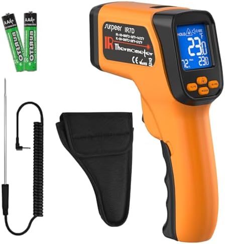 Infrared Thermometer Temperature Gun 1472°F, 12:1 Laser IR by SURPEER