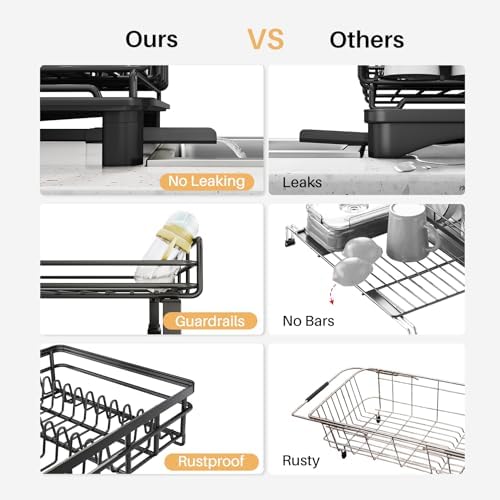 Expandable Dish Drying Rack for Kitchen Counter, Stainless Steel - Image 3