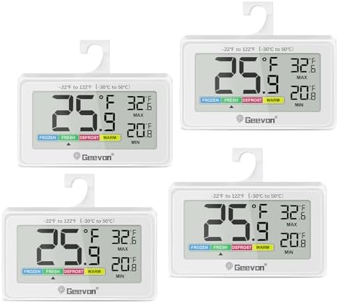 Geevon Refrigerator Thermometer Digital Fridge Thermometer 4 Pack by GEEVON