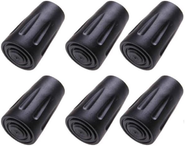 6pcs Walking Stick Tips, Replacement Rubber Tips for Walking Sticks, Trekking Pole Tips Baskets Hiking Pole Tips Feet Shock Absorption Rubber Cane Tips 11mm Diameter Survival Hiking Stick Accessories
