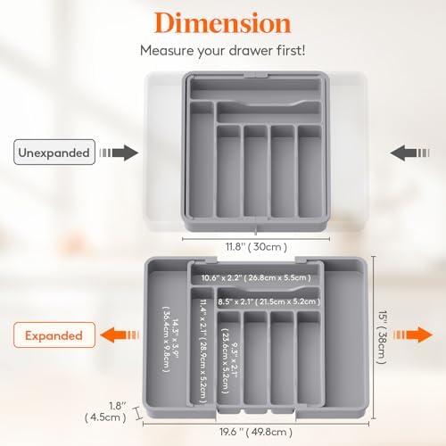 Lifewit Expandable Silverware Drawer Organizer, Kitchen Utensil Tray - Image 3