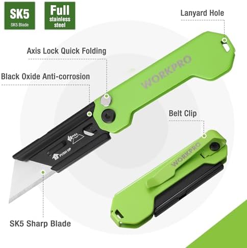 WORKPRO 3-Pack Folding Utility Knife - Image 4