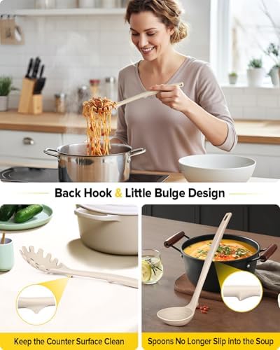 BUNDLEPRO Silicone Soup Ladle and Pasta Spoon Set, 2 Pack - Image 4