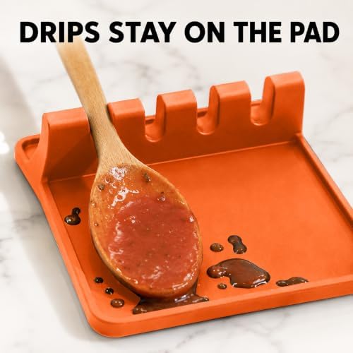 2 Pack Orange Silicone Spoon Rest - Image 4