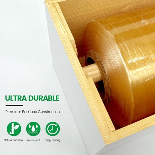 Libreshine 12-Inch Bamboo Plastic Wrap Dispenser - Image 6