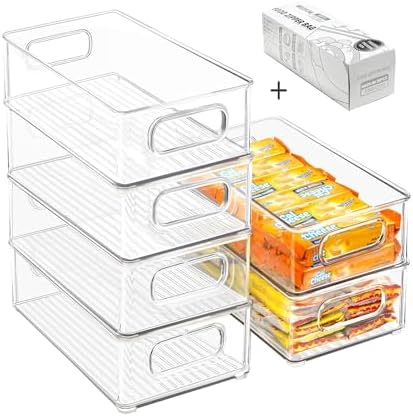 Stackable Refrigerator Organizer Bins, 6 Pack Clear Kitchen Organizer Container - Image 4