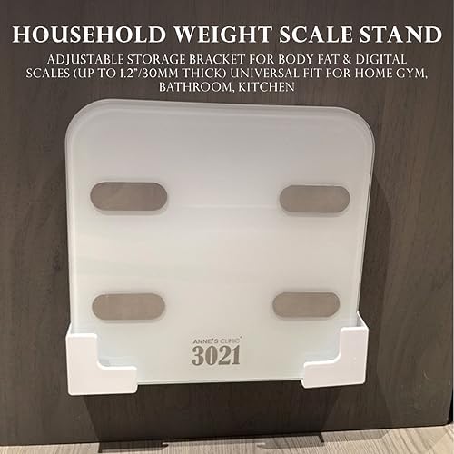 Weight Scale Holder for Wall, Adjustable Storage Bracket+4Pcs Stickers-White - Image 5