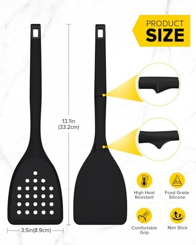 BUNDLEPRO Silicone Spatula, Solid & Slotted Turner - Image 3