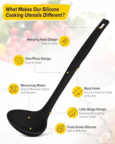 BUNDLEPRO Silicone Soup Ladle and Pasta Spoon Set, 2 Pack - Image 2