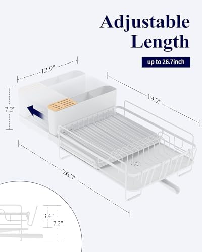 Kitsure Extendable Dish Drying Rack, 19.2"-26.7" L x 12.9" W - Image 2