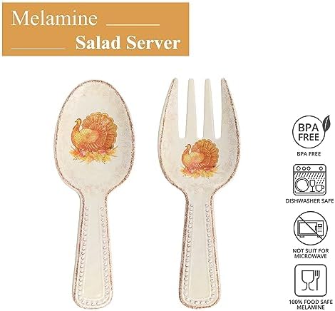 UPware Glitter Turkey Melamine Salad Servers, Serving Utensil Set, Includes - Image 2